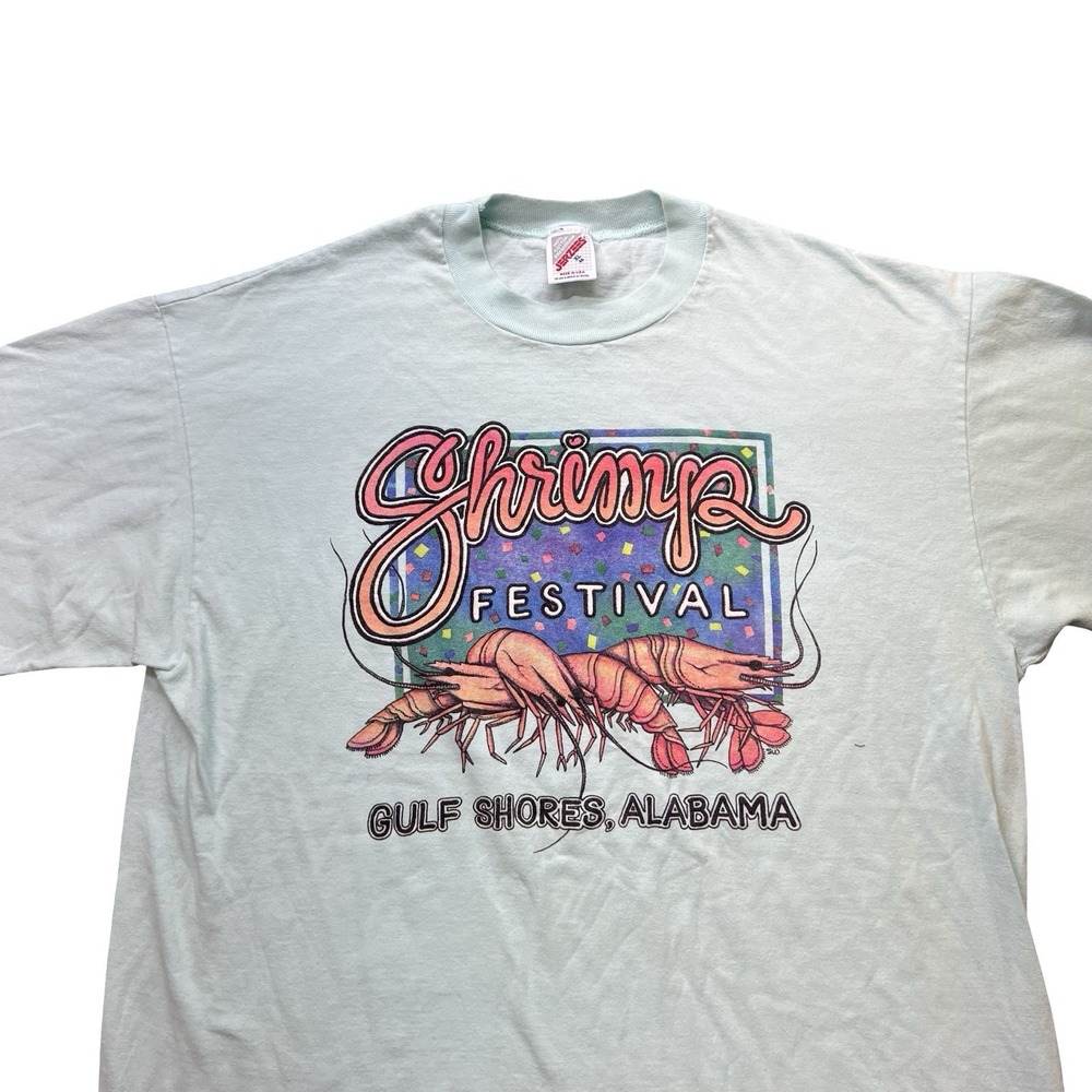 Vintage 90s Gulf Shores Shrimp Festival T Shirt XL Single Stitch Alabama Tee